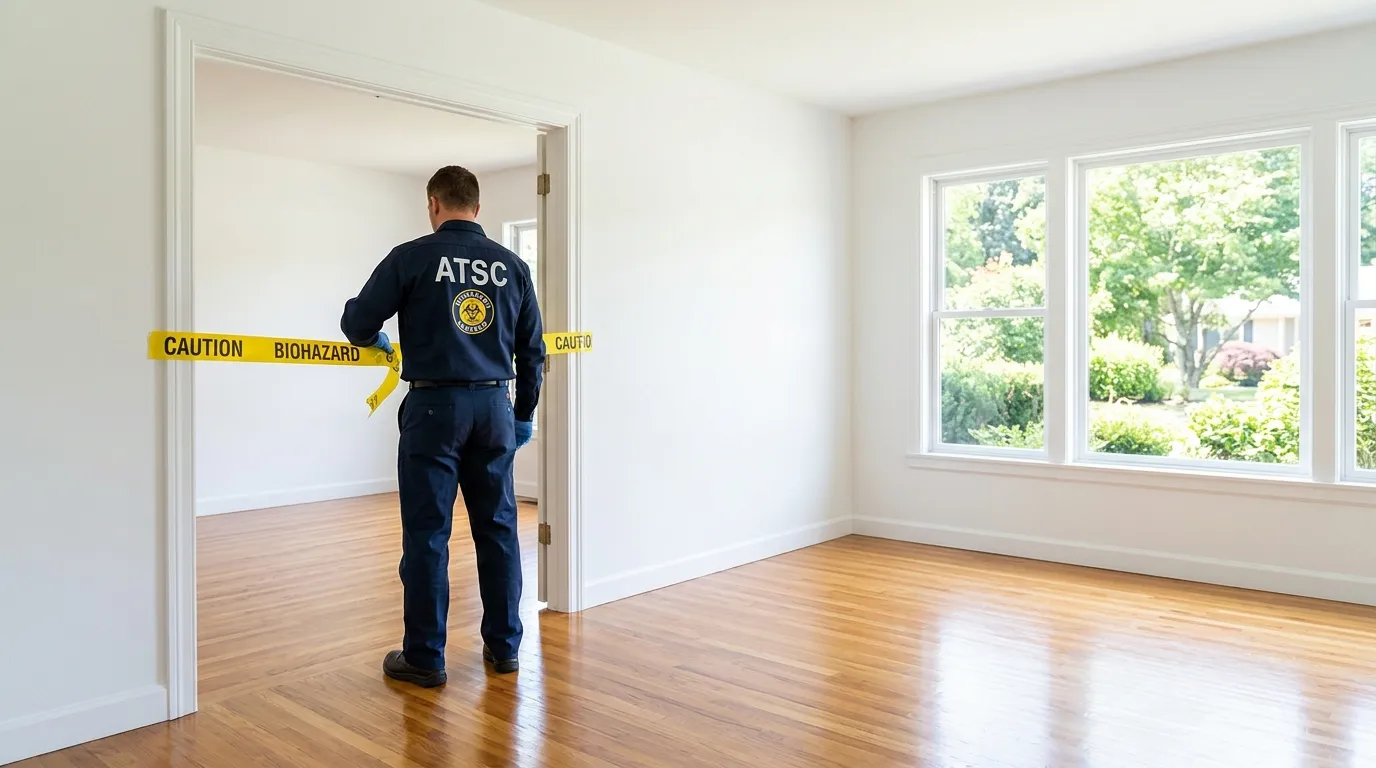 Certified biohazard cleanup crew performing Decomposition Cleanup in Reynoldsburg